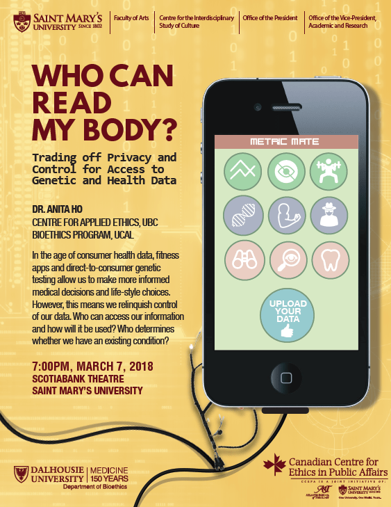 Public Lecture – “Who Can Read My Body?” March 7 at Saint Mary’s&nbsp;University